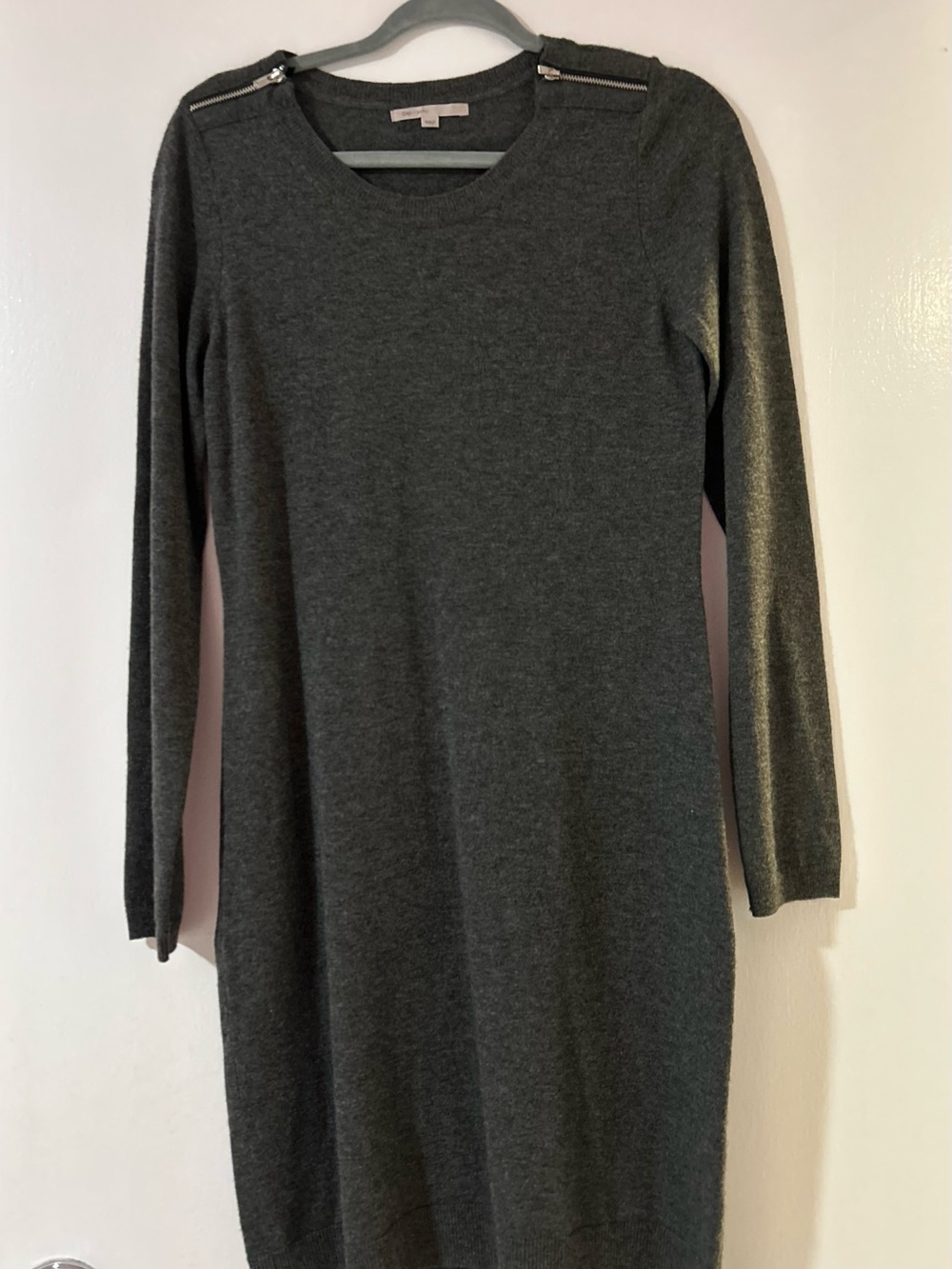 GAP Charcoal Gray Long-Sleeve Knit Dress with Shoulder Zips